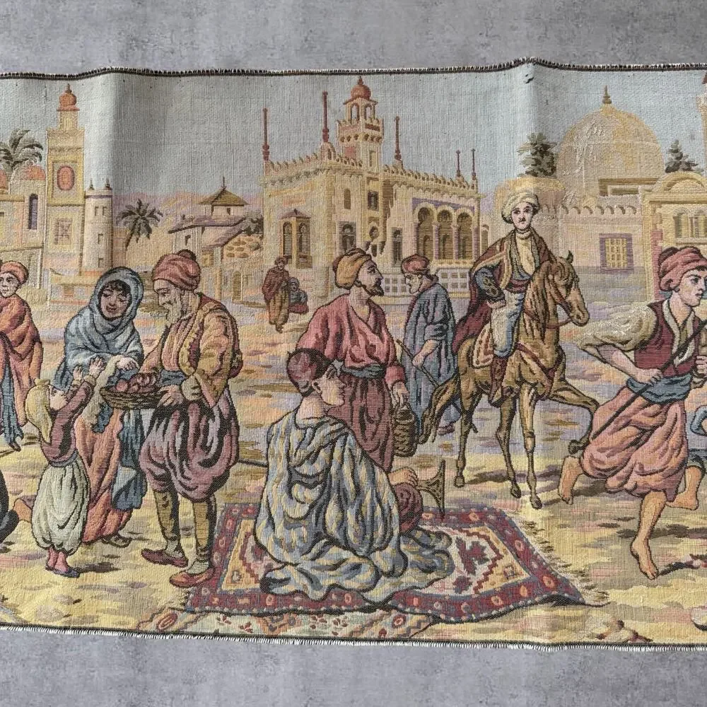 Vtg Belgian Tapestry Wall Hanging Runner Orientalist Middle Eastern 58 Inches⁠